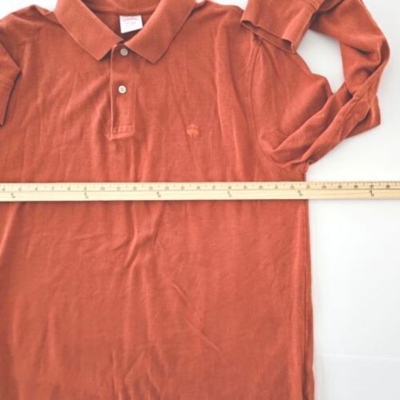 Brooks Brothers Orange LS Casual Rugby‎ Performance Polo Shirt Supima Cotton XL - Picture 6 of 7